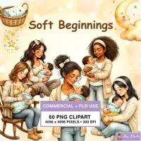 Motherhood Baby Moments Clipart PNG - Commercial + PLR Use License – Image 1