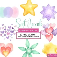 Pastel Hearts and Shapes Clipart PNG - Extended License – Image 1