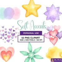 Pastel Hearts and Shapes Clipart PNG - Personal Use License – Image 1