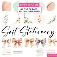 Neutral Bow and Stationery Clipart PNG - Extended License – Image 1