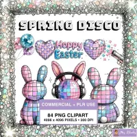 Disco Easter Bunny Clipart PNG - Commercial + PLR Use License – Image 1