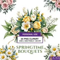 Spring Floral Bouquet Clipart PNG - Personal Use License – Image 1