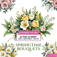 Spring Floral Bouquet Clipart PNG - Extended License – Image 1