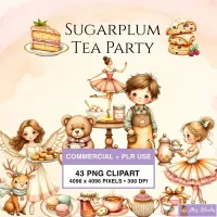 Whimsical Tea Party Clipart PNG - Commercial + PLR Use License – Image 1