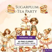 Whimsical Tea Party Clipart PNG - Personal Use License – Image 1