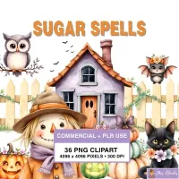 Cute Halloween Farm Clipart PNG - Commercial + PLR Use License – Image 1