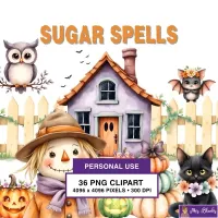 Cute Halloween Farm Clipart PNG - Personal Use License – Image 1