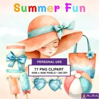 Beach Summer Accessories Clipart PNG - Personal Use License – Image 1