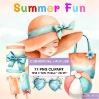 Beach Summer Accessories Clipart PNG - Commercial + PLR Use License – Image 1