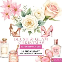 Blush Glam Holiday Clipart PNG - Extended License – Image 1