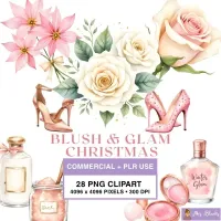 Blush Glam Holiday Clipart PNG - Commercial + PLR Use License – Image 1