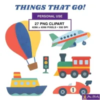 Kids Transportation Clipart PNG - Personal Use License – Image 1