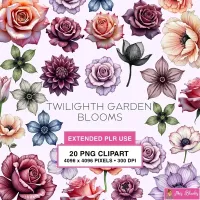 Dark Floral Garden Clipart PNG - Extended License – Image 1