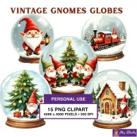 Christmas Gnome Snow Globe Clipart PNG - Personal Use License – Image 1