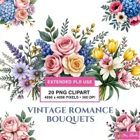 Romantic Floral Bouquet Clipart PNG - Extended License – Image 1