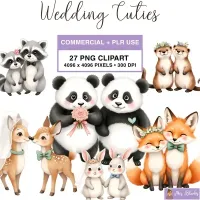 Cute Animal Wedding Clipart PNG - Commercial + PLR Use License – Image 1