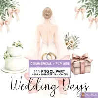 Wedding Day Elements Clipart PNG - Commercial + PLR Use License – Image 1