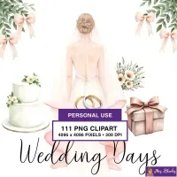 Wedding Day Elements Clipart PNG - Personal Use License – Image 1