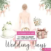 Wedding Day Elements Clipart PNG - Extended License – Image 1