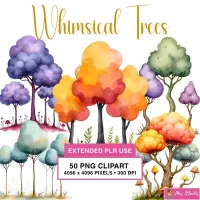 Colorful Fantasy Tree Clipart PNG - Extended License – Image 1
