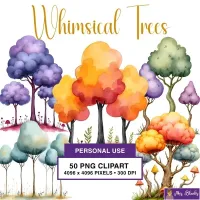 Colorful Fantasy Tree Clipart PNG - Personal Use License – Image 1