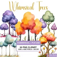 Colorful Fantasy Tree Clipart PNG - Commercial + PLR Use License – Image 1