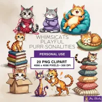 Playful Cat Clipart PNG - Personal Use License – Image 1