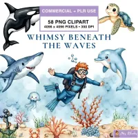 Ocean Adventure Clipart PNG - Commercial + PLR Use License – Image 1