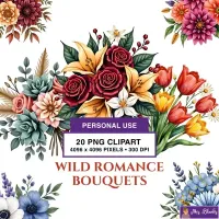 Floral Bouquet Clipart PNG - Personal Use License – Image 1
