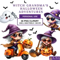 Halloween Grandma Clipart PNG - Personal Use License – Image 1