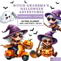 Halloween Grandma Clipart PNG - Commercial + PLR Use License – Image 1