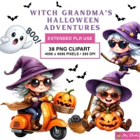 Halloween Grandma Clipart PNG - Extended License – Image 1
