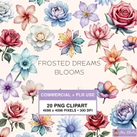 Pastel Floral Clipart PNG - Commercial + PLR Use License – Image 1