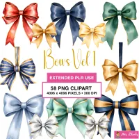 Decorative Bow Collection Clipart PNG - Extended License – Image 1