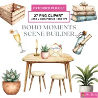 Boho Scene Builder Clipart PNG - Extended License – Image 1