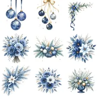 Sapphire Blue Christmas Ornament and Winter Clipart PNG - Personal Use License - Heirloom Holiday Elegance Sapphire Collection – Image 3