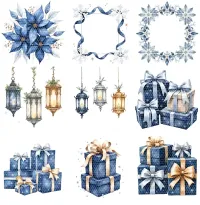 Sapphire Blue Christmas Ornament and Winter Clipart PNG - Personal Use License - Heirloom Holiday Elegance Sapphire Collection – Image 5