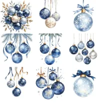 Sapphire Blue Christmas Ornament and Winter Clipart PNG - Personal Use License - Heirloom Holiday Elegance Sapphire Collection – Image 2