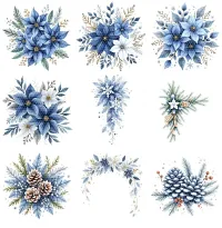 Sapphire Blue Christmas Ornament and Winter Clipart PNG - Personal Use License - Heirloom Holiday Elegance Sapphire Collection – Image 4