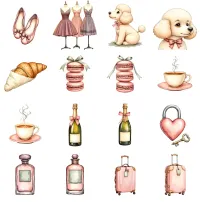 Pink Coquette Paris Watercolor Clipart PNG - Commercial + PLR Use - Pink Coquette Paris – Image 3