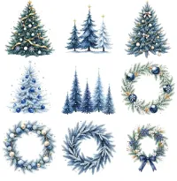 Sapphire Blue Christmas Ornament and Winter Clipart PNG - Personal Use License - Heirloom Holiday Elegance Sapphire Collection – Image 8