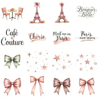Pink Coquette Paris Watercolor Clipart PNG - Commercial + PLR Use - Pink Coquette Paris – Image 4
