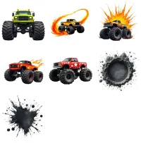 Colorful Monster Truck Watercolor Clipart PNG - Commercial + PLR Use - Monster Truck Mayhem – Image 6