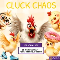 Funny Chicken and Farm Pun Clipart - Cluck Chaos – Image 1