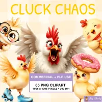 Funny Chicken and Farm Pun Clipart - Cluck Chaos – Image 1