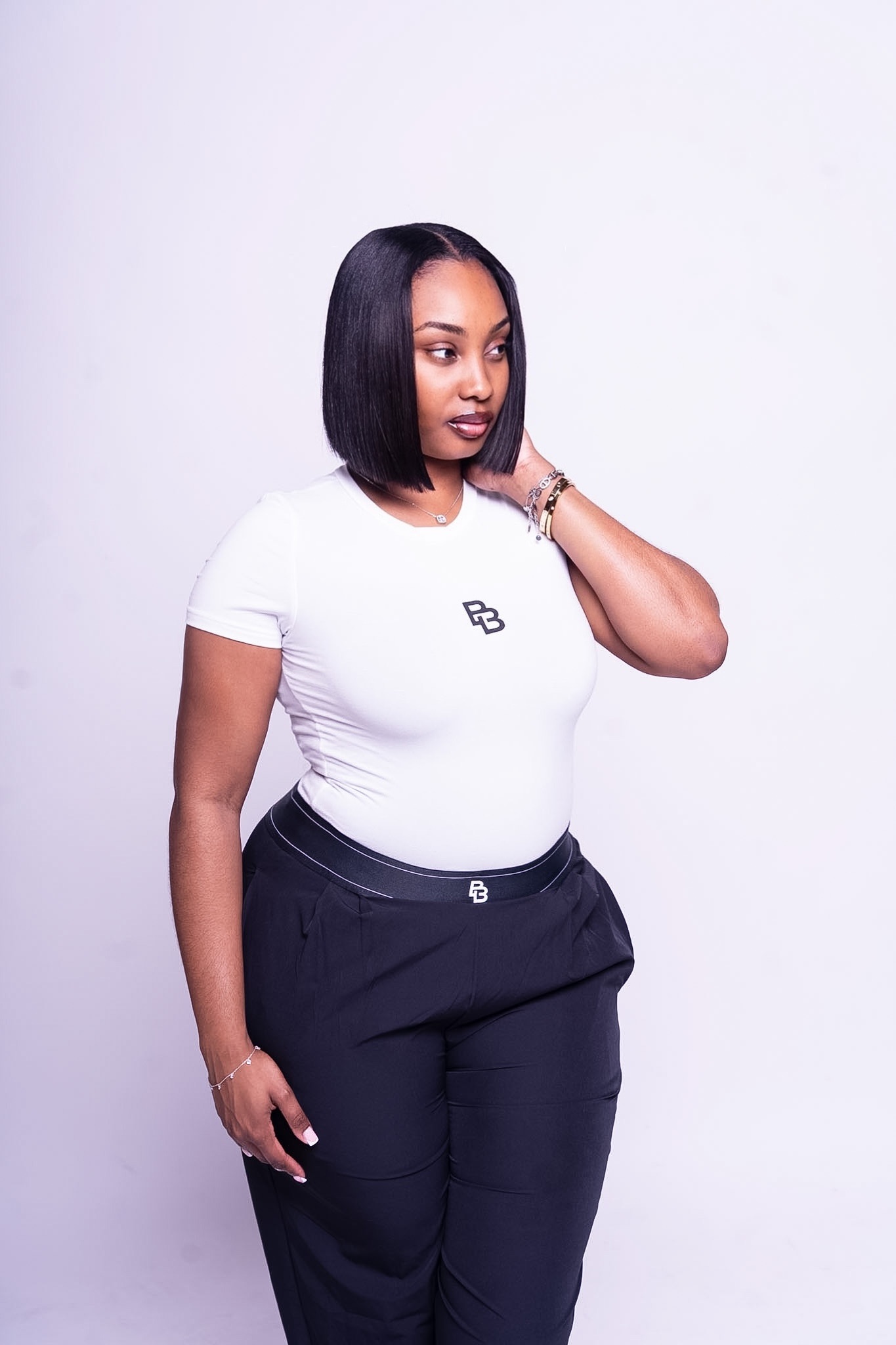 T-shirt stretch – BLANC, XS