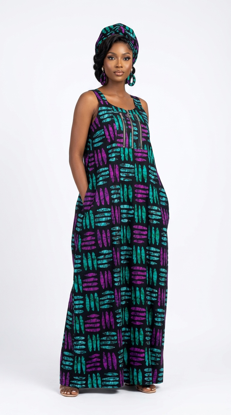 Urban-Mum Nursing Maxi Gown | Ankara African Print Breastfeeding-Friendly Dress – Image 1