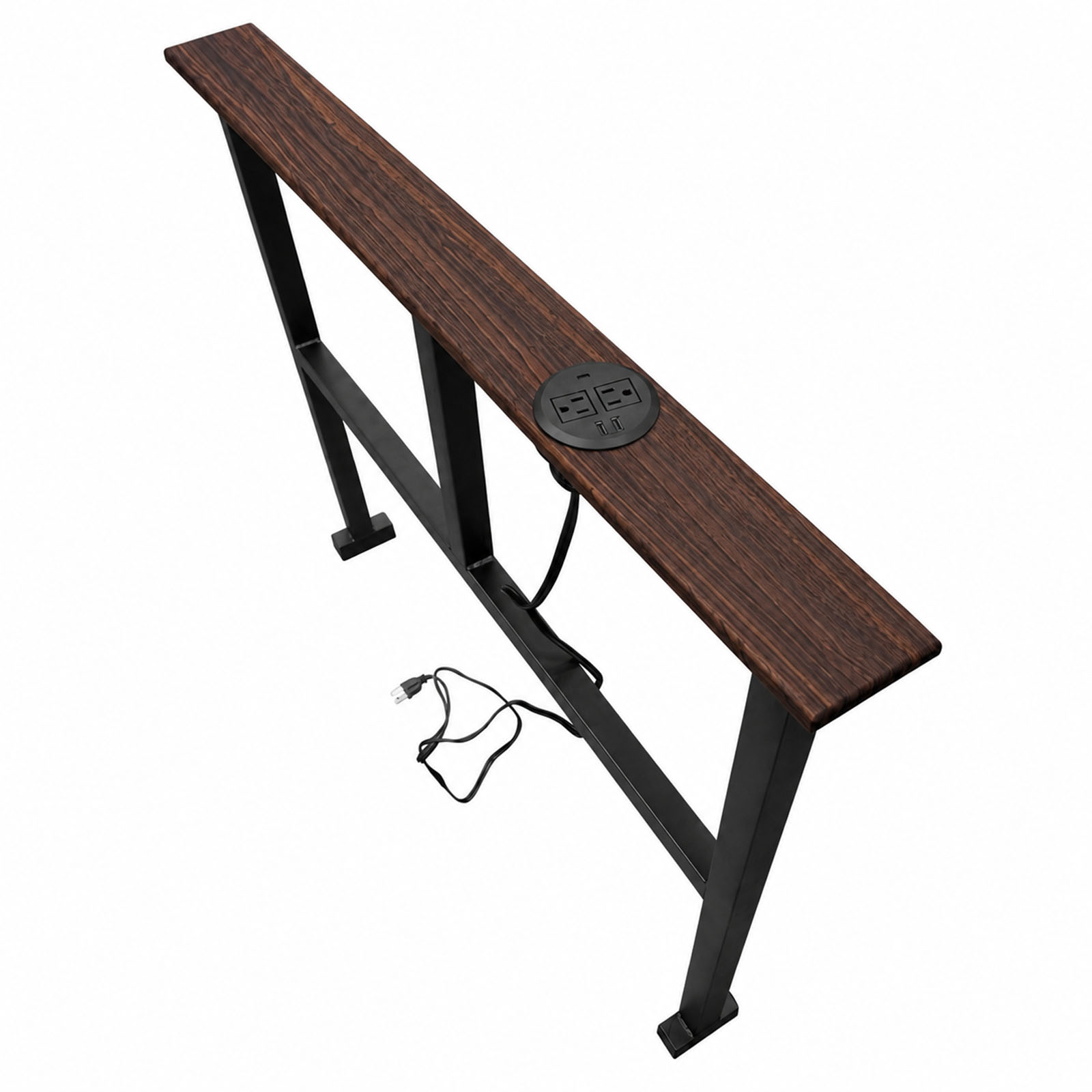 PowerRail Console - Space-Saving Charging Console Table – Walnut with natural oil finish, 24-36" H x 36"W x 4" Depth, 1