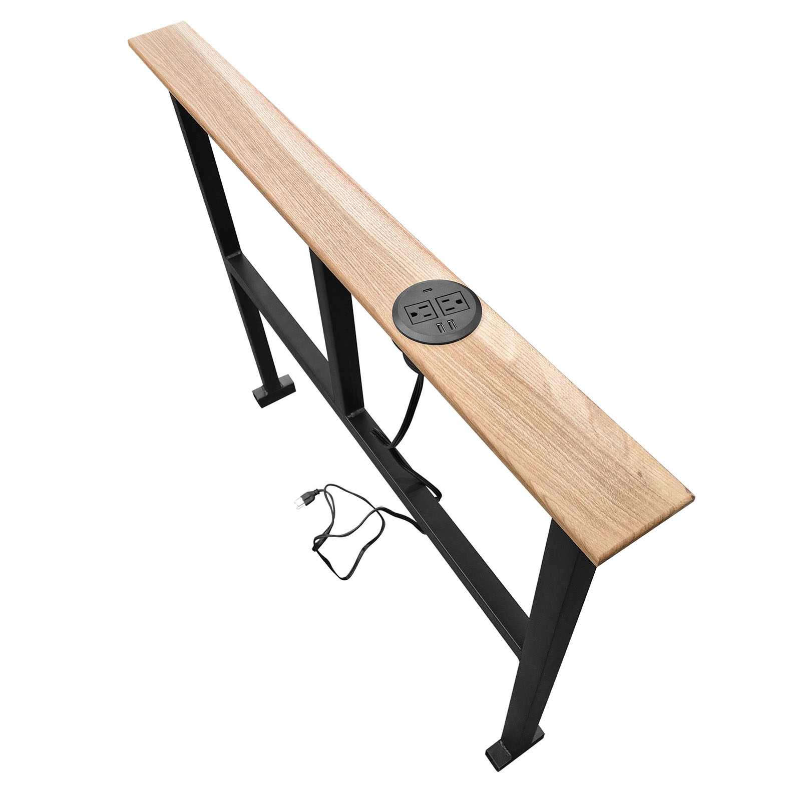 PowerRail Console - Space-Saving Charging Console Table – Oak with natural oil finish, 24-36" H x 36"W x 4" Depth, 1