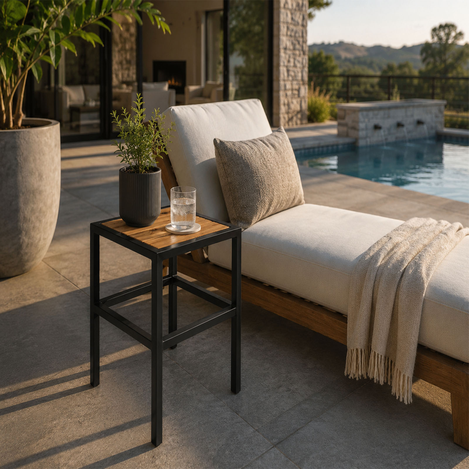 ForgeSide Table - Modern Steel & Wood Side Table for Indoor or Outdoor Living – Image 1